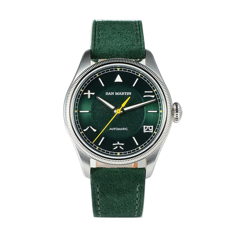 San Martin – montre automatique pour hommes, 39.5mm, montre-bracelet mécanique, lunette sculptée, sa