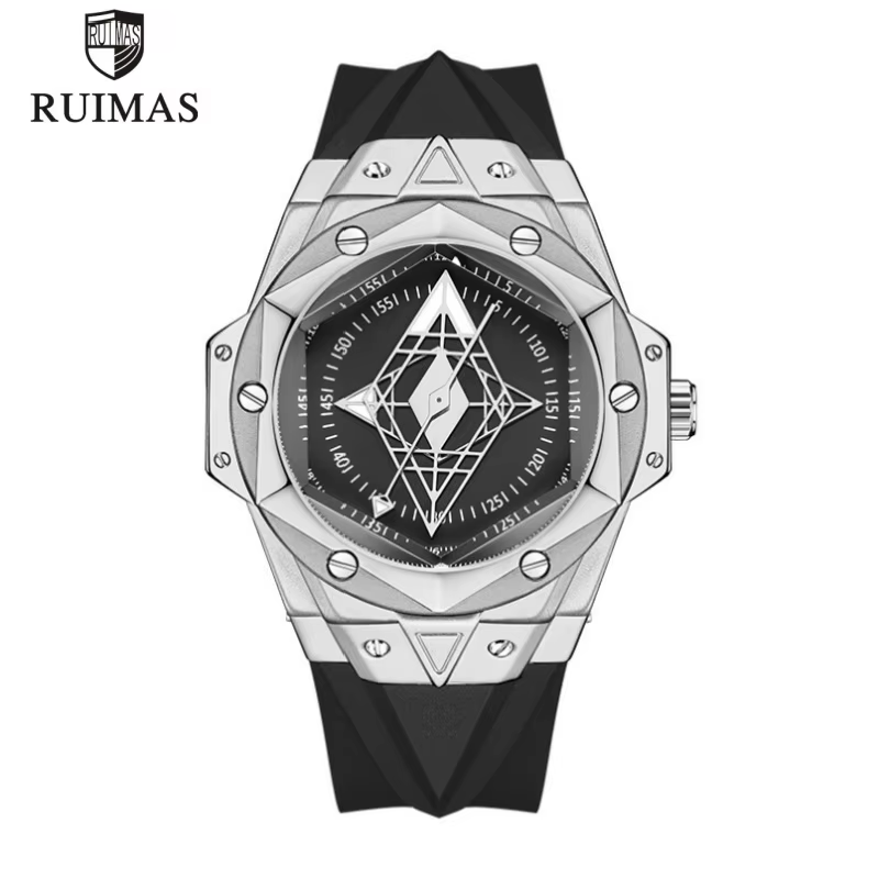 RUIMAS-Montre-bracelet étanche à cadran creux pour homme, montres à quartz décontractées, bracelet e