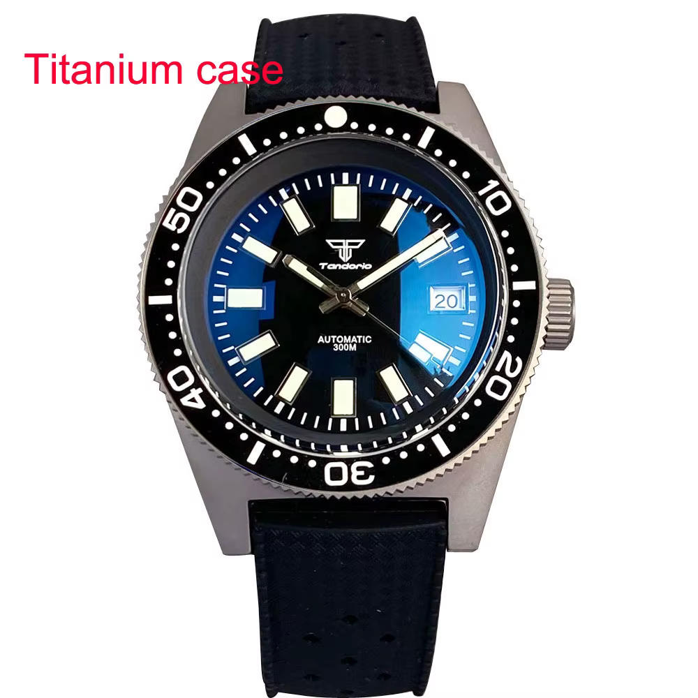 Tandorio-Montre MAS alimentée par plongée en titane pour homme, cadran noir, gris, bleu, mouvement A