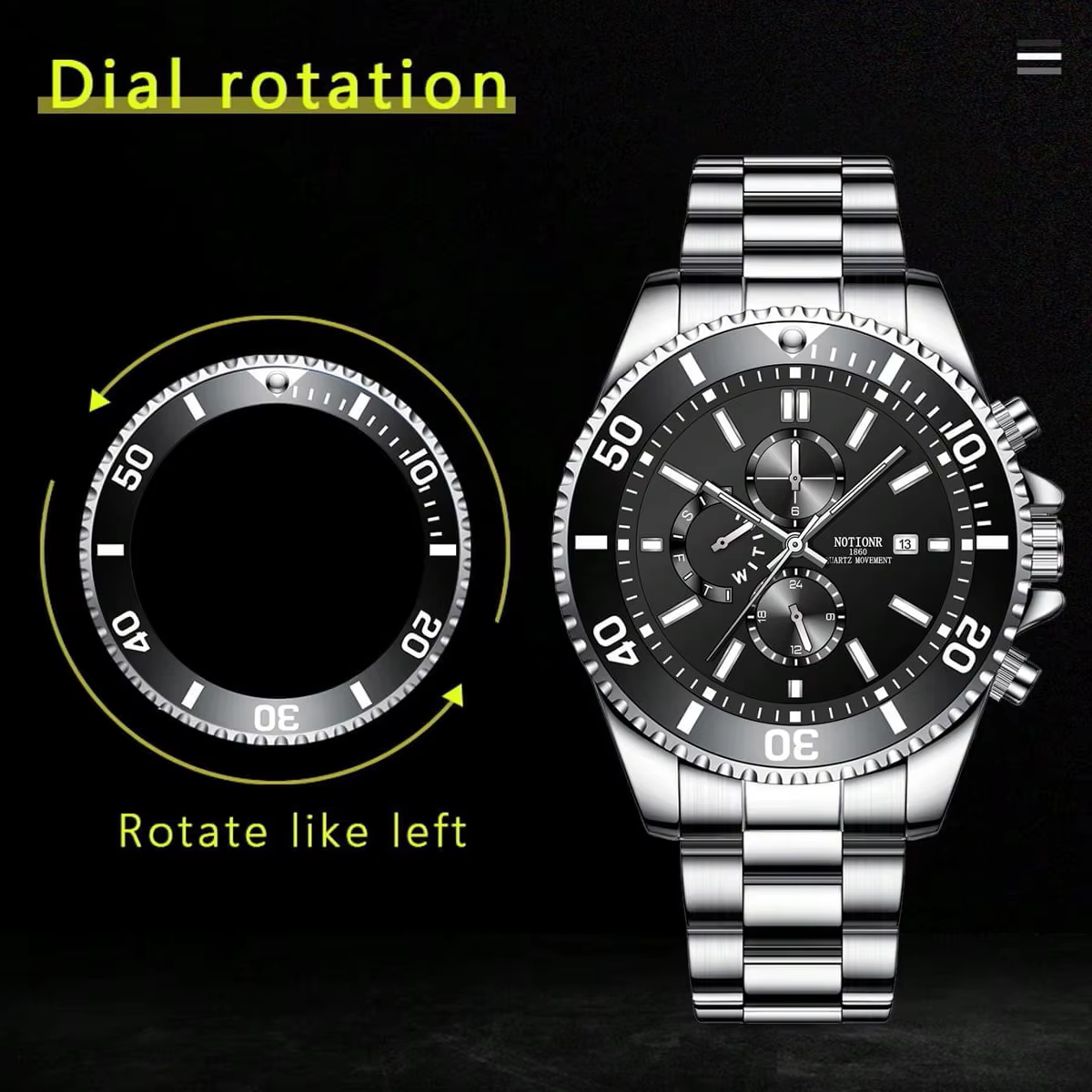 Montres d'affaires de luxe pour hommes, montre à Quartz argentée, horloge lumineuse