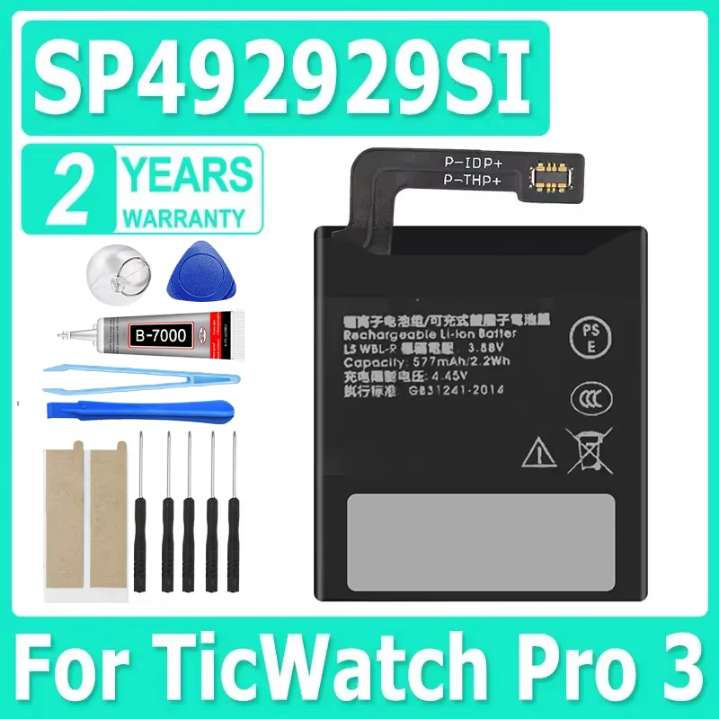 Nouvelle batterie pour TicWatch Pro 3 batterie GPS Wear OS Smartwatch 3.88 V 577 mAh SP 492929 SI WH