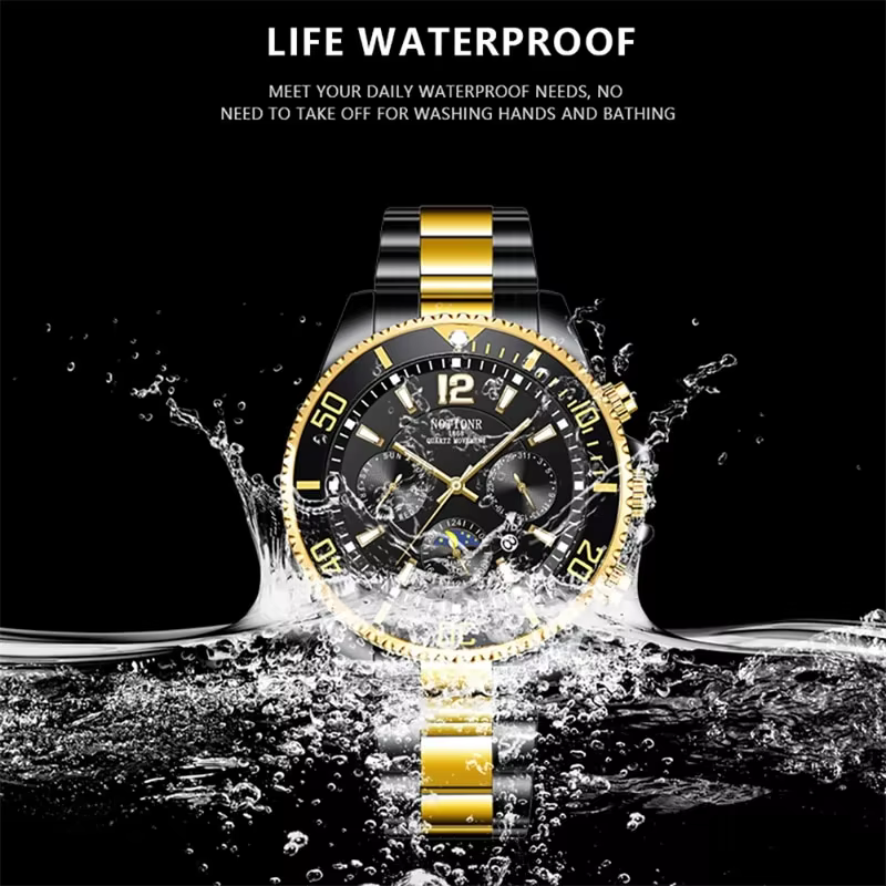Montre à quartz en acier inoxydable étanche pour homme, montres de sport, horloge Shoous, luxe, affa