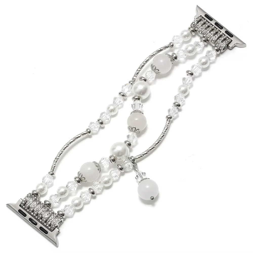 Bracelet de montre Apple pour femmes, 44mm 40 38 42 41 45 49mm, Bracelet élastique en perles d'agate