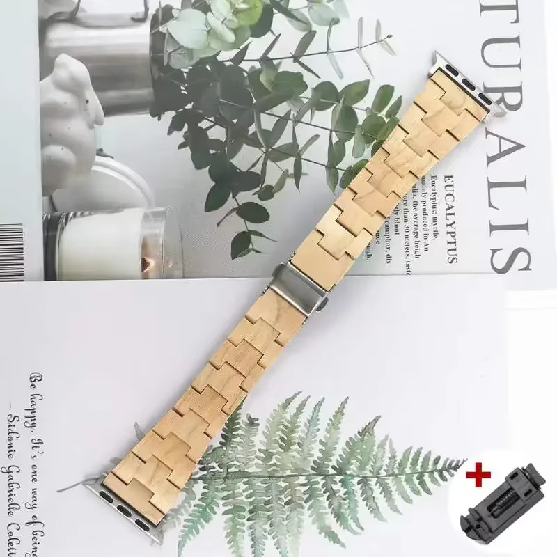 Bracelet en bois pour Apple Watch 11 10 9 8 7 6 5 SE, pour iWatch 38mm 40 44mm 42 41mm 46 45mm, brac