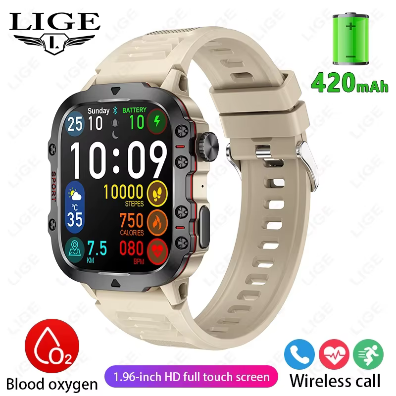 LIGE 2025 pour Xiaomi montre intelligente militaire hommes IP68 5ATM Sport de plein air Fitness Trac