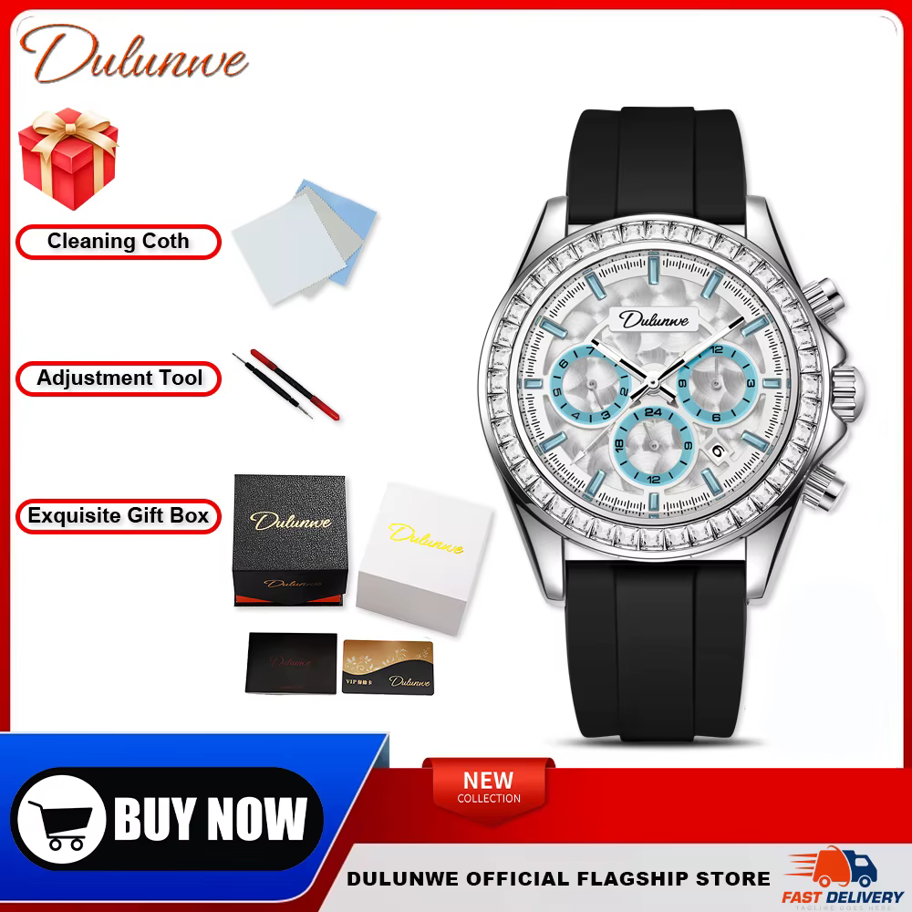 Montre de luxe en diamant pour homme, style hip-hop DULUNWE, éblouissante, montre ronde étanche, mon