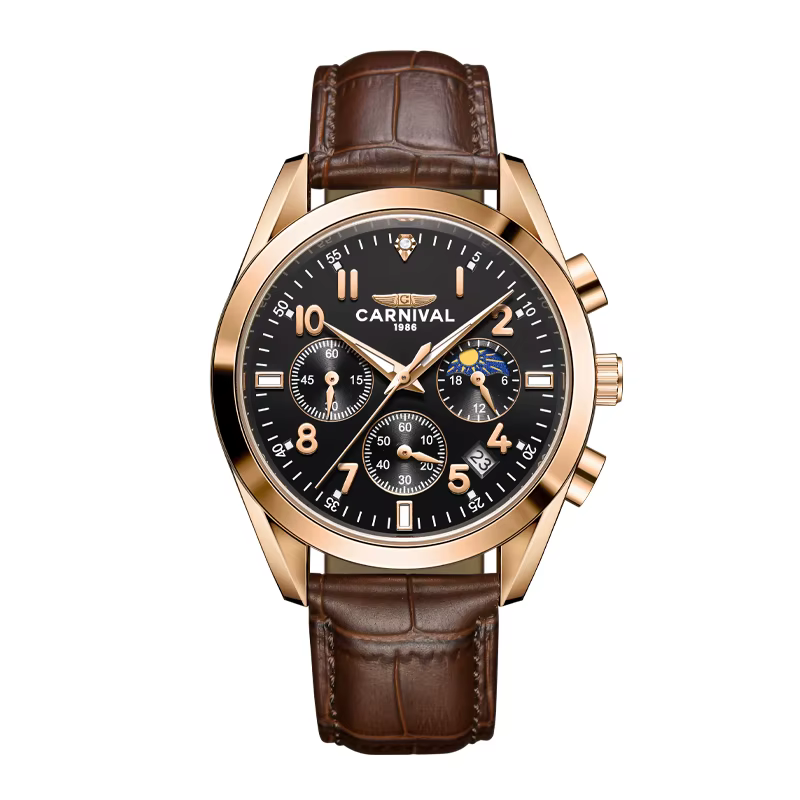 Carnaval marque homme mode or Rose montre de luxe saphir lumineux militaire Quartz montres étanche p