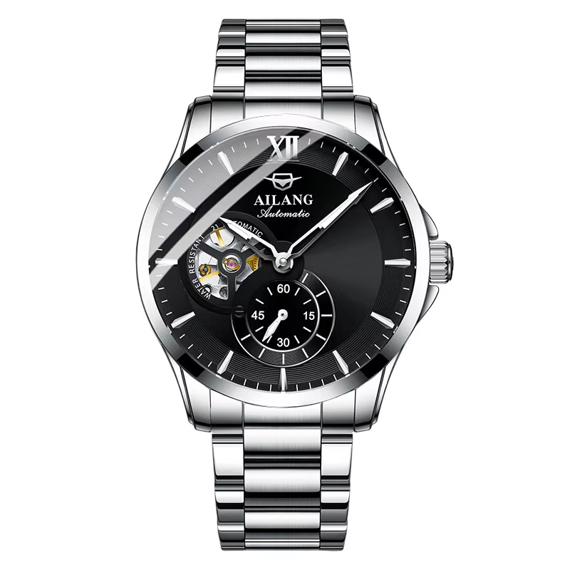 Nouvelle Montre Squelette Étanche Tendance en Cuir Véritable Lumineuse 3 Bar AL8627 AILANG Luxe Méca
