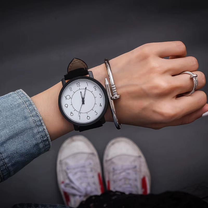 Mannen – montre-bracelet en cuir imitation bois unisexe pour homme, accessoire de sport, à Quartz, b