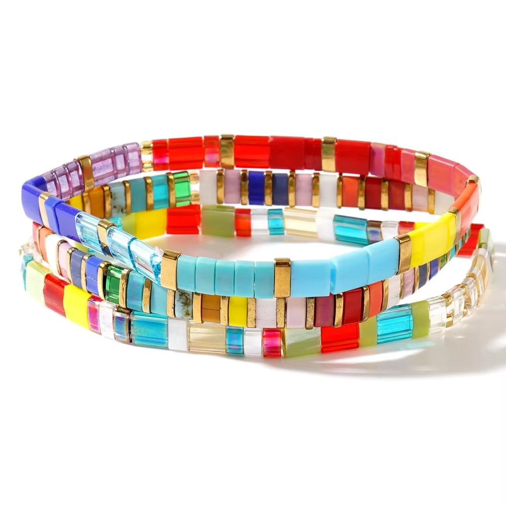 Ensemble de bracelets de perles TILA pour femmes, bohème, coloré, superposition, cadeau, mode, 3 piè