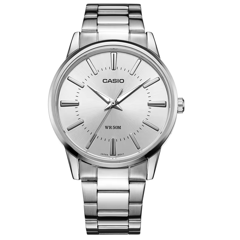 Montre pour homme CASIO MTP-1303D - cadran blanc, bracelet en acier inoxydable, 50M, quartz analogiq