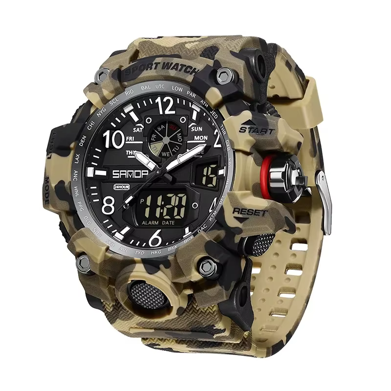 SANDA-Montre numérique LED CamSolomon pour homme, montre-bracelet à quartz, affichage électronique e