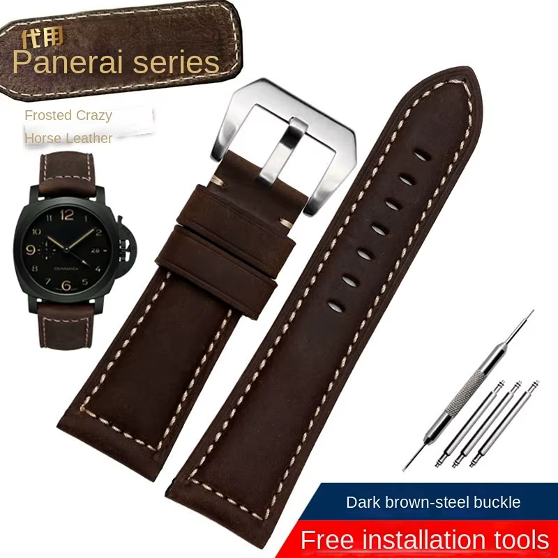 Bracelet de montre en cuir véritable pour homme, bracelet en cuir de cercle conviviale ré, bracelet 