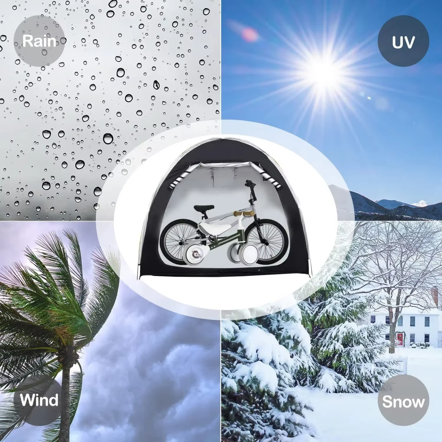 Abri de rangement pour vélo, tente spacieux pour 1 à 4 vélos, portable, pliable, vélo, pare-soleil, 