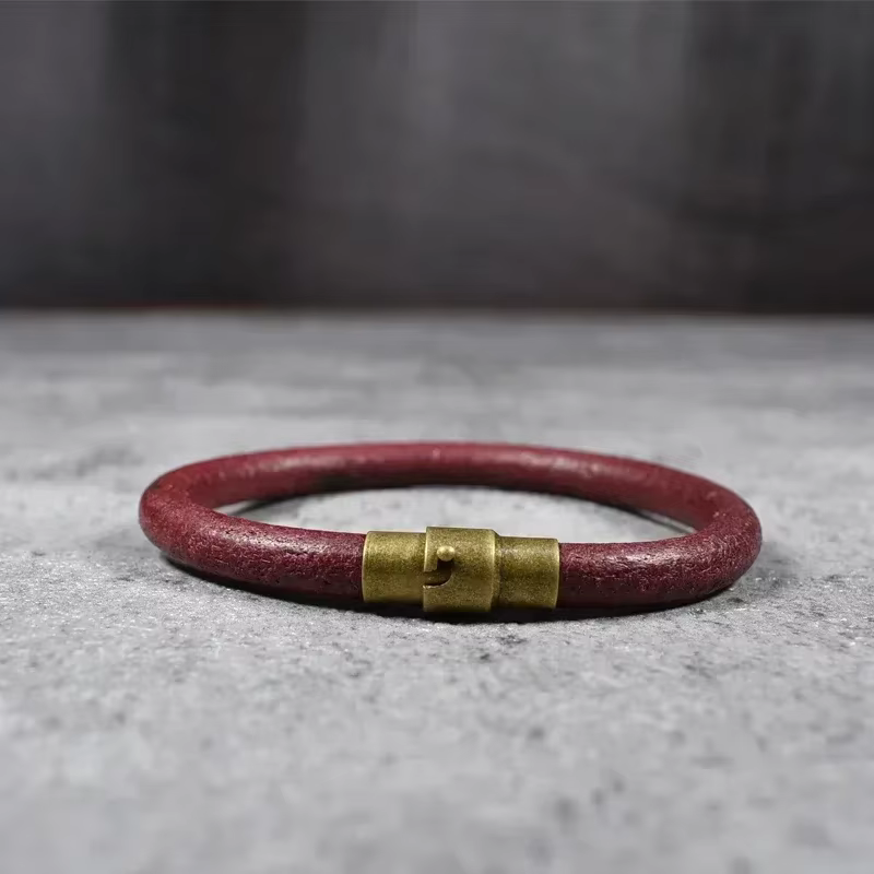 Bracelet à fermoir magnétique hommes Bracelets en cuir véritable Style Simple dames couleur marron r