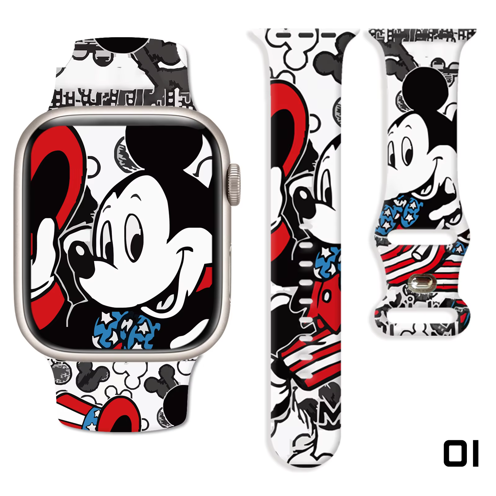 Bracelets de montre imprimés Disney Mickey pour Apple Watch 11 10 9 8 7, bracelet en silicone rempla