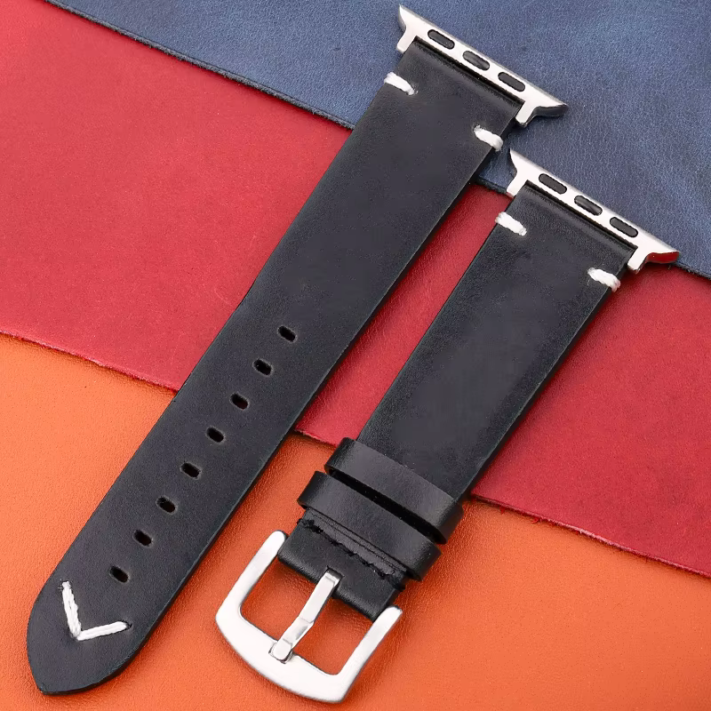 Bracelet en cuir véritable pour Apple Watch, série 7 6 5 4 Se, 44mm 45mm 40mm 41mm 42mm 49mm, pour f