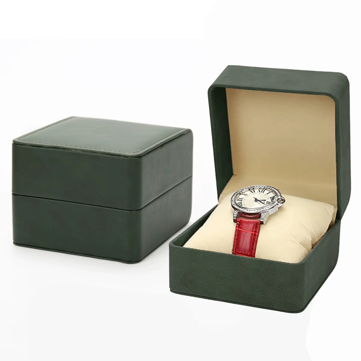 Boîte à montre simple en cuir de luxe, étui de rangement pour montres à clapet, organisateur de bijo