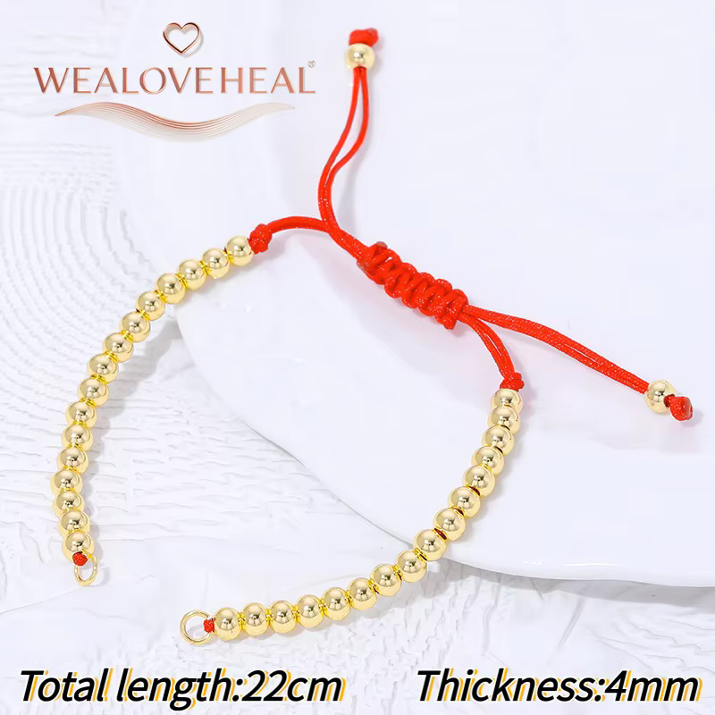 Nouveauté 2026 Bracelets en macramé réglables en laiton plaqué or 18K avec perles pour Hommes et Fem