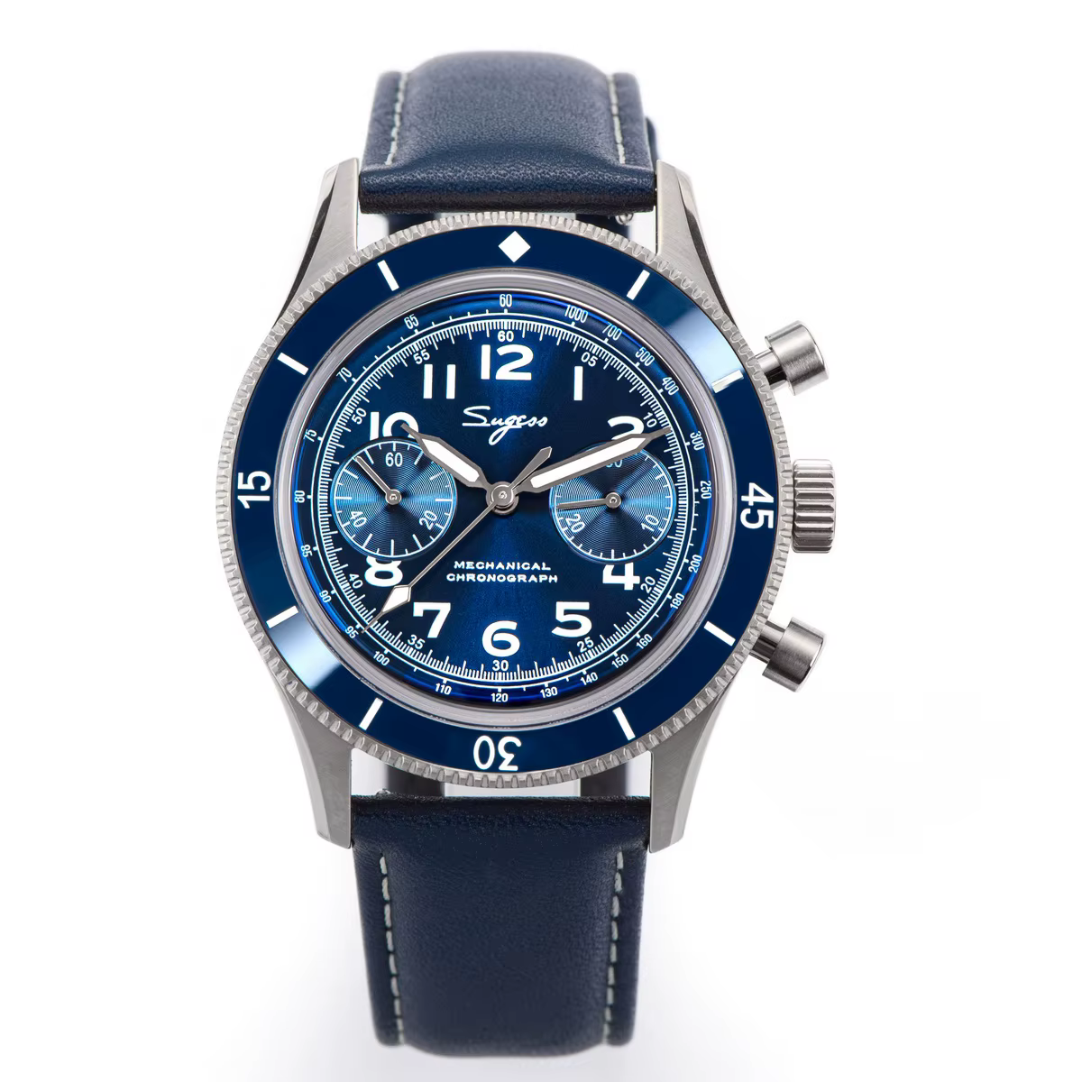 Sugess – montre ST1901 pour hommes, avec chronographe lumineux, mécanique, étanche, en cristal saphi