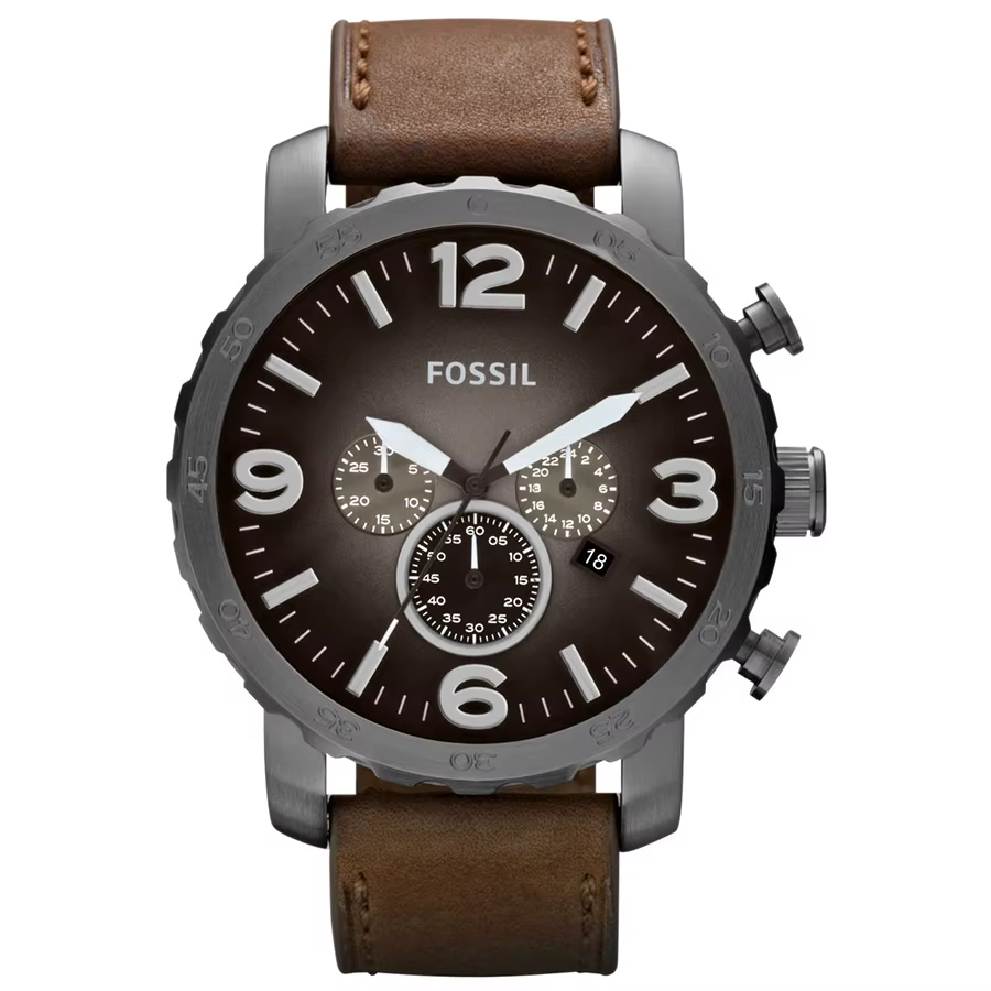 Montre chronographe surdimensionnée Fossil pour homme, en acier inoxydable fumé, à quartz, avec gran