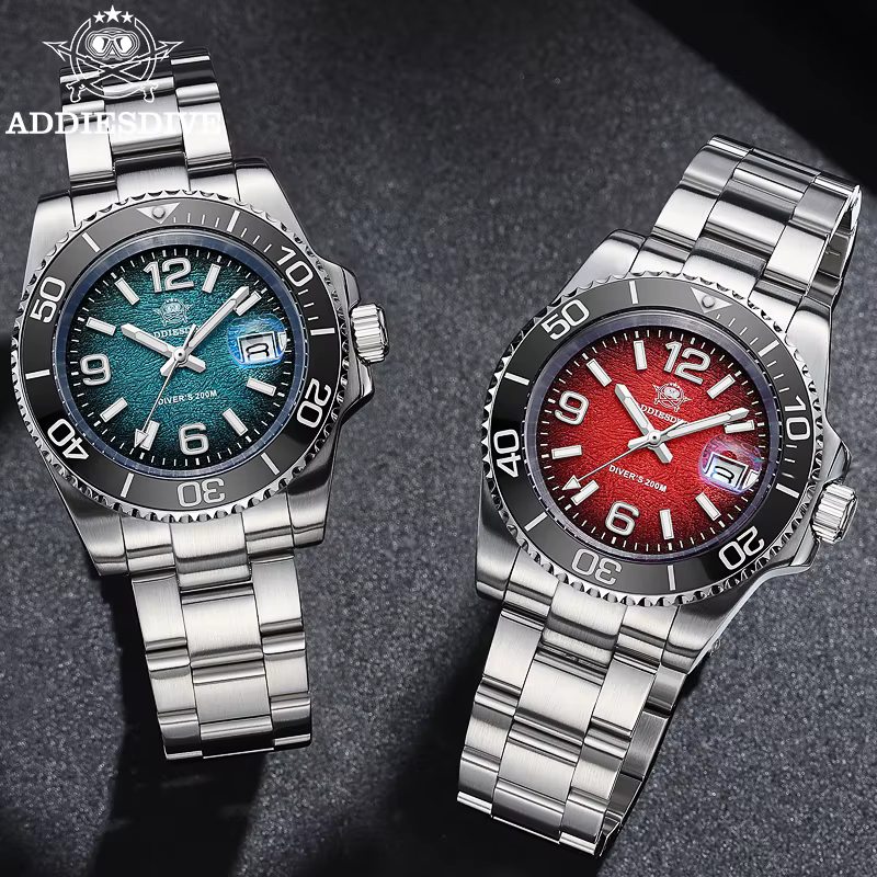 ADDIESDIVE 2025 nouvelle montre pour hommes plongée 41mm montre-bracelet à Quartz 200m étanche lunet