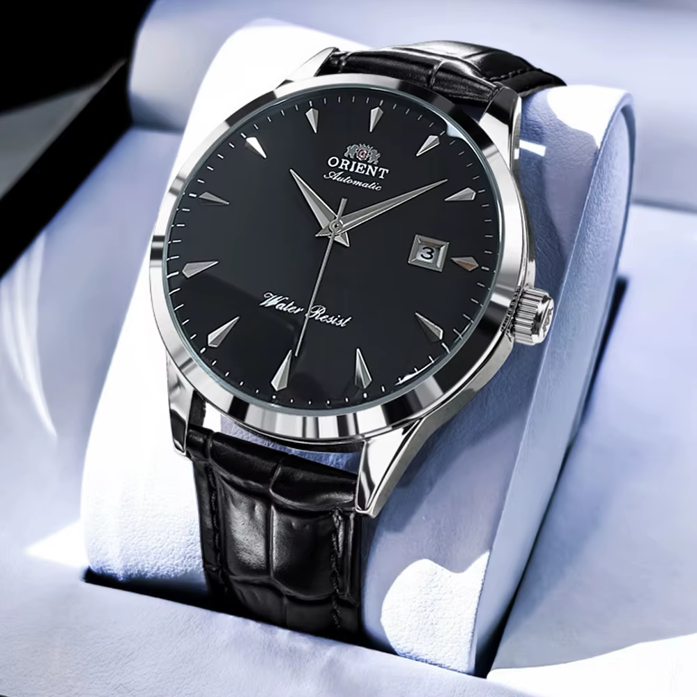Montre automatique pour hommes Orient, bracelet en acier inoxydable à cadran noir, montre-bracelet d