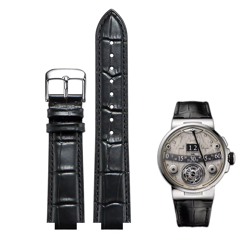 Pour Ulysse Nardin Marine 6300 263 6319 hommes femmes 22*10mm 24*12mm Bracelet de montre en cuir con