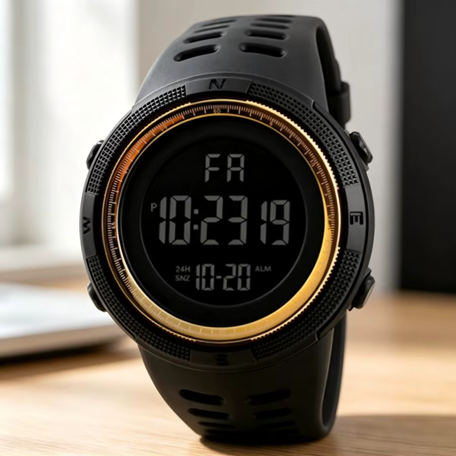 Montres de sport pour hommes, montre électronique militaire, montre-bracelet numérique LED multifonc