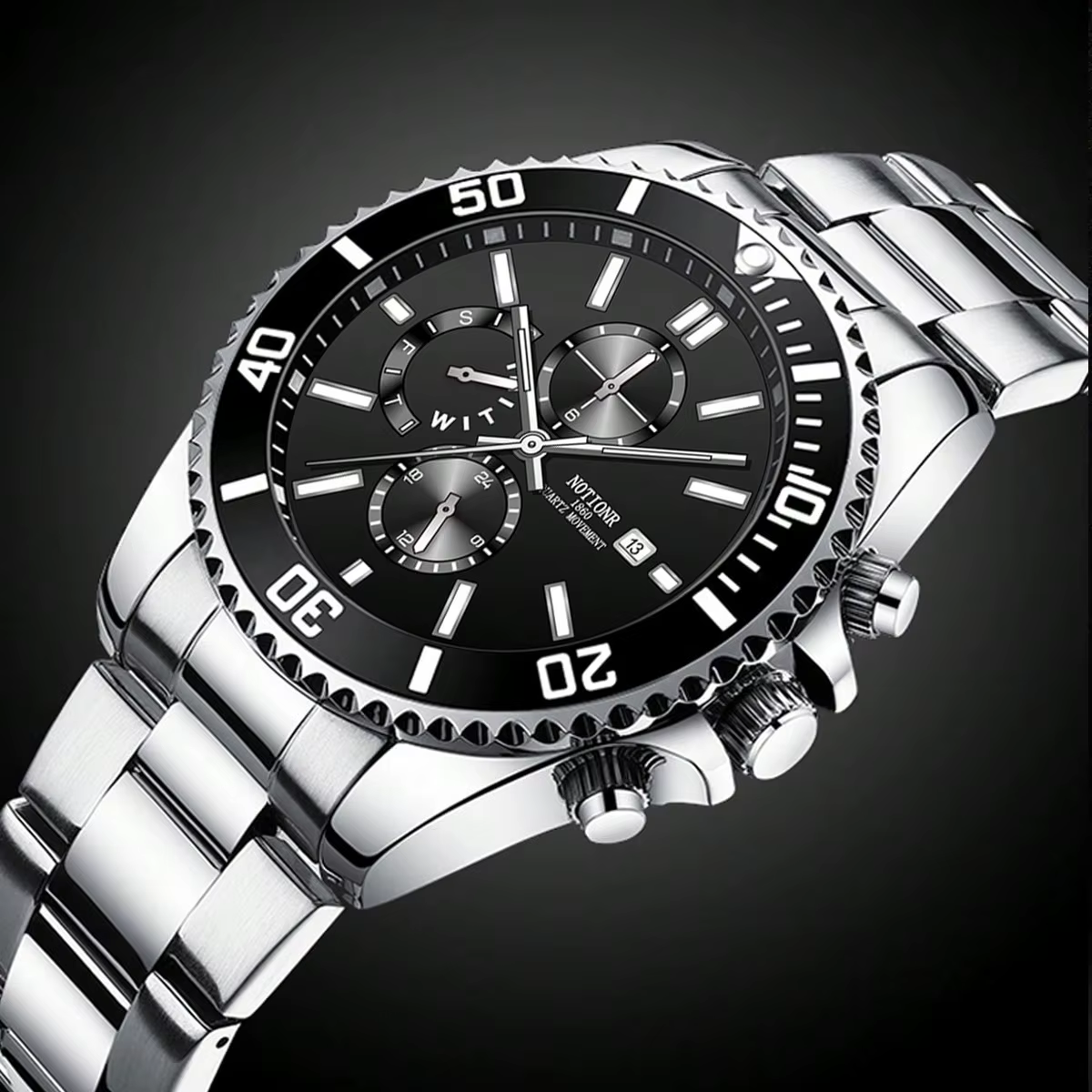 Montres d'affaires de luxe pour hommes, montre à Quartz argentée, horloge lumineuse