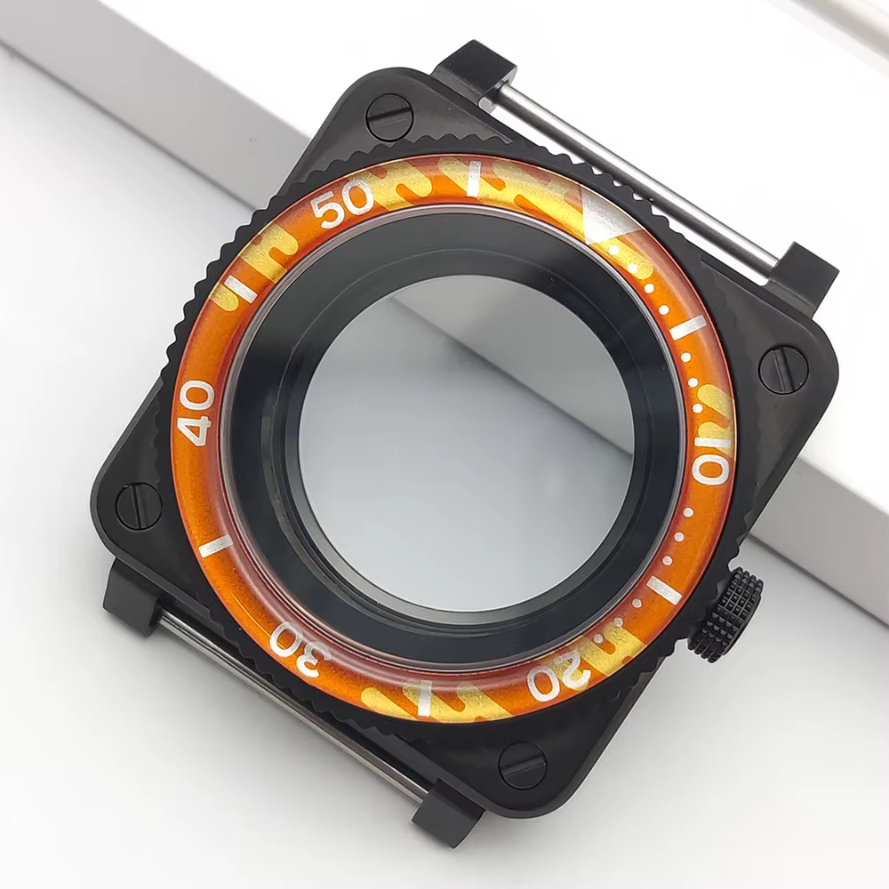 Boîtier de montre carré noir SKX007, boîtier NH35 adapté au mouvement japonais NH35 NH36 7S26 4R Sei