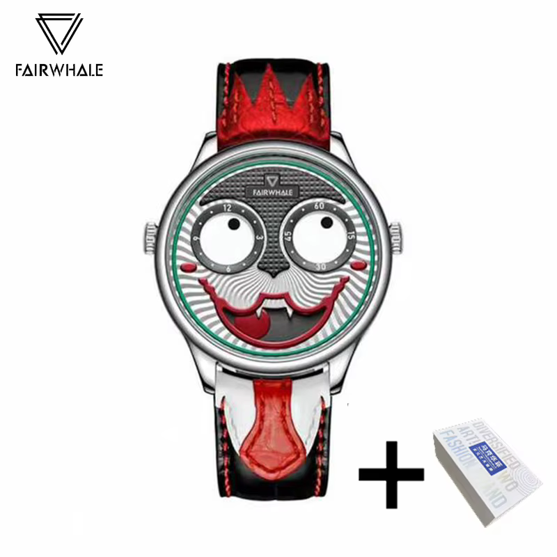Montre Joker avec bracelet en cuir pour homme, marque de mode FairAndorra, personnalité, pointeur sp