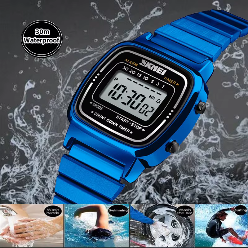 Skmei femmes Bracelet robe montres marque de luxe Bracelet en acier inoxydable mode étanche numériqu