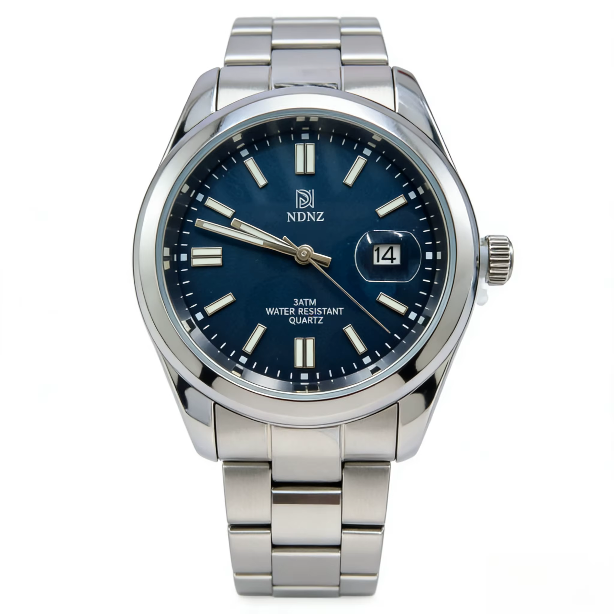 Montre à quartz pour homme avec cadran bleu ciel, bracelet en acier inoxydable étanche 3ATM, afficha