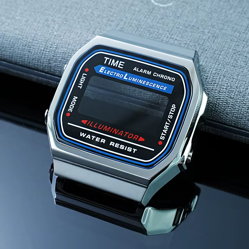 Boîtier en métal pour montre Casio A168WA, boîtier en acier inoxydable, lunette en métal avec verre,