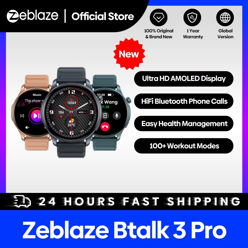 [Première mondiale 2024] Zeblaze Btalk 3 Pro montre intelligente AMOLED affichage Hi-Fi Bluetooth ap