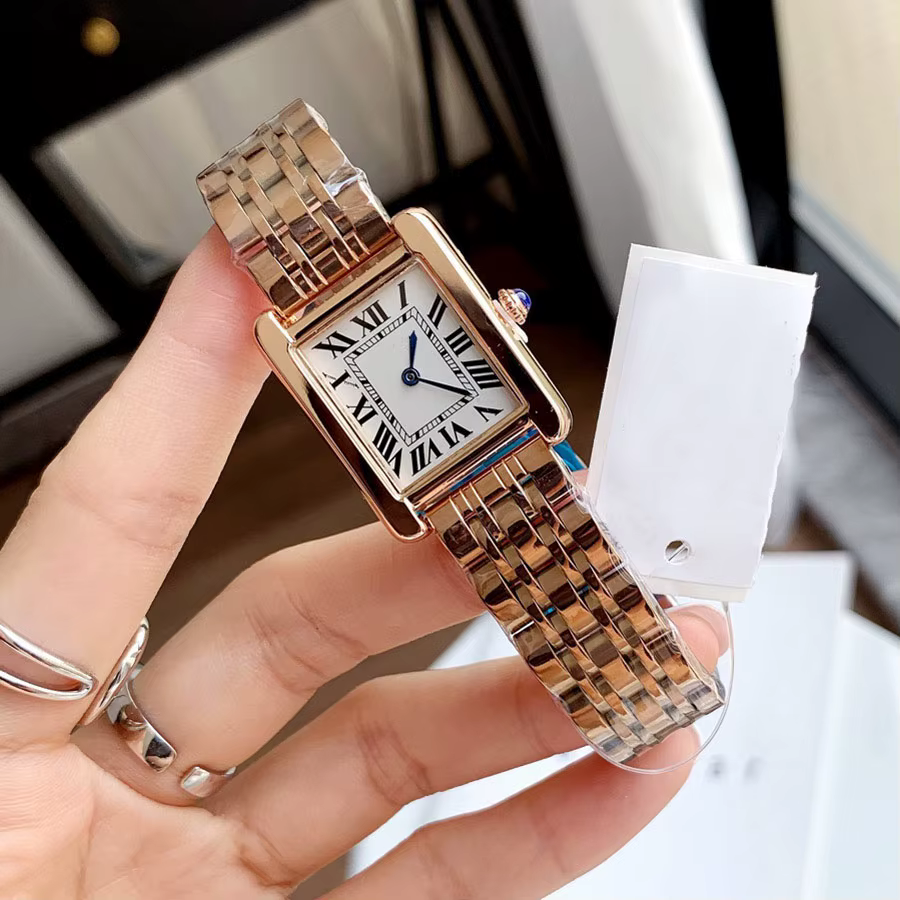 Montre-bracelet de marque tendance 2026 pour femme et fille, magnifique style rectangulaire 27 mm, m