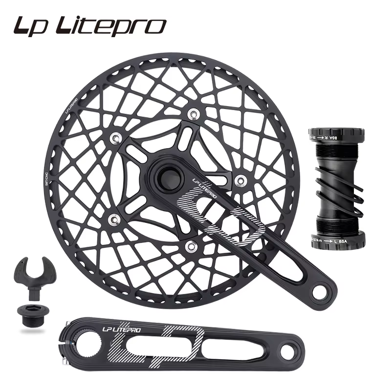 LP Litepro-Manivelle de vélo pliante en alliage d'aluminium, plateau simple, pédalier de vélo, plate