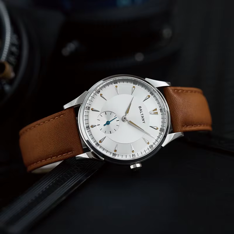 Baltany hommes montre automatique 38.5mm remontage manuel mécanique montre-bracelet saphir étanche p