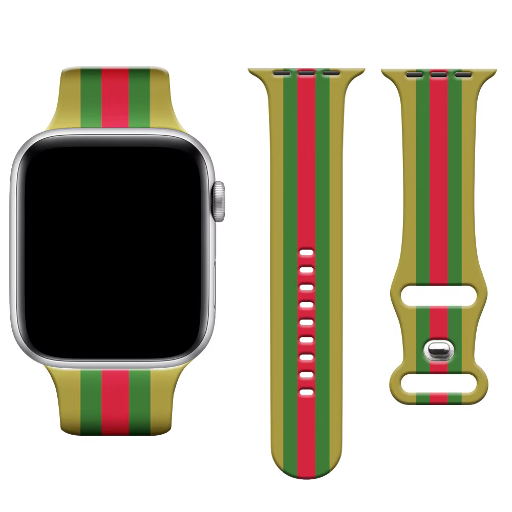 Bracelet imprimé à rayures en Silicone pour Apple Watch, Ultra 49mm 46mm 42mm 44mm 41mm pour iWatch