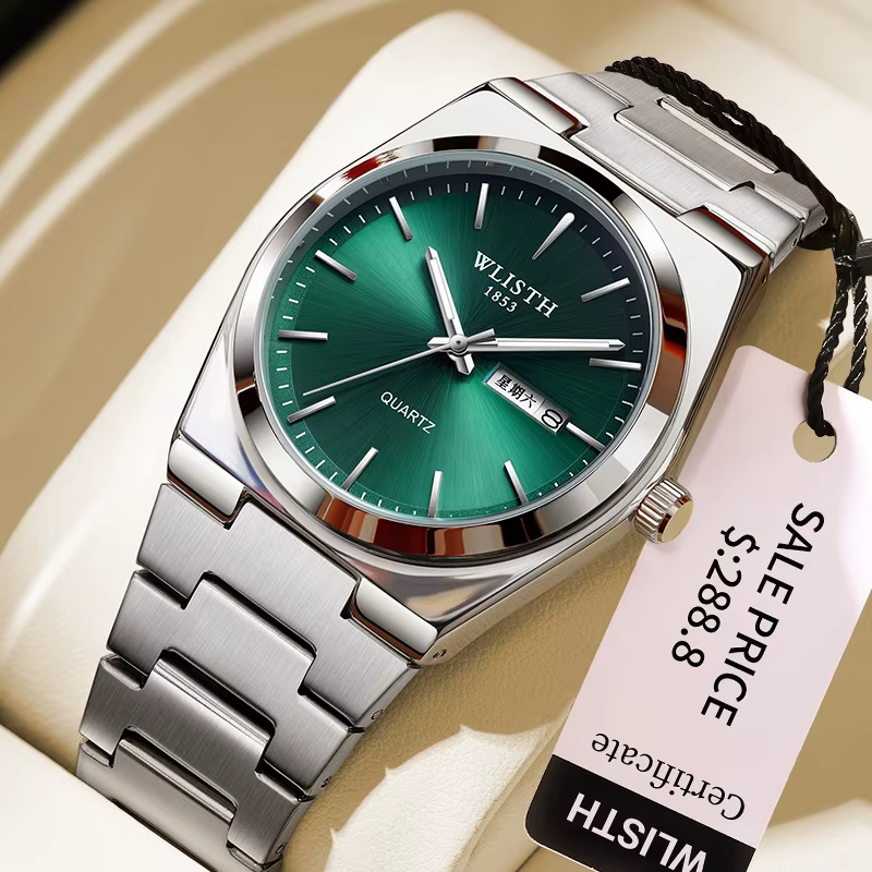 Homme montre montre à Quartz de luxe étanche lumineux Date semaine en acier inoxydable montre pour h