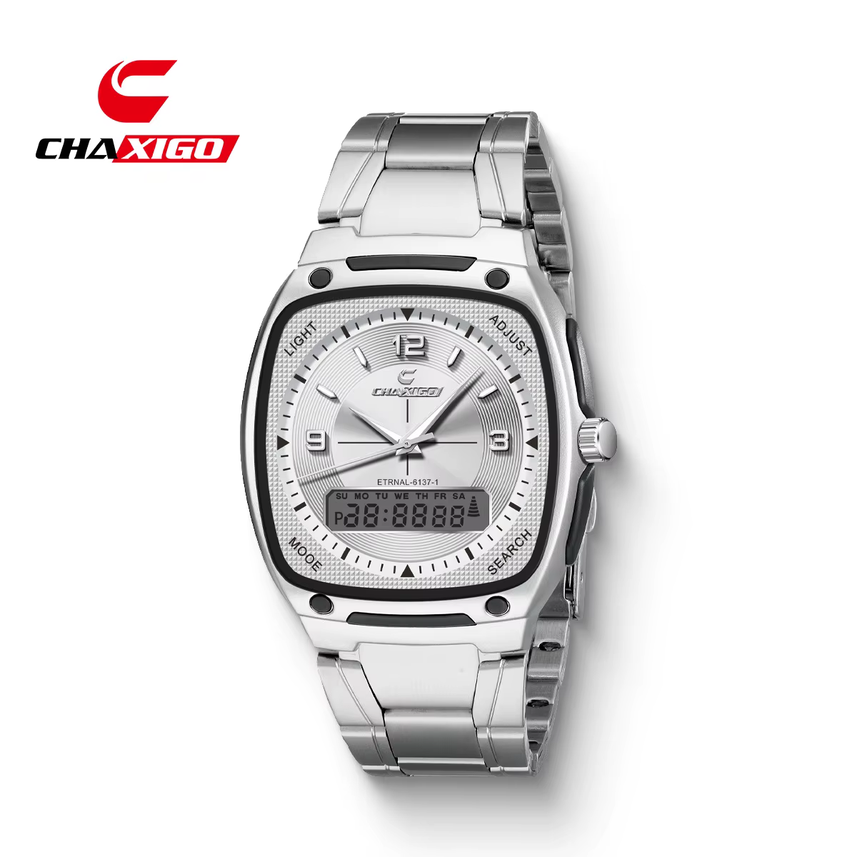 CHAXIGO 6137 mode montre pour hommes lumineux étanche calendrier réveil multi fonctionnel montres po