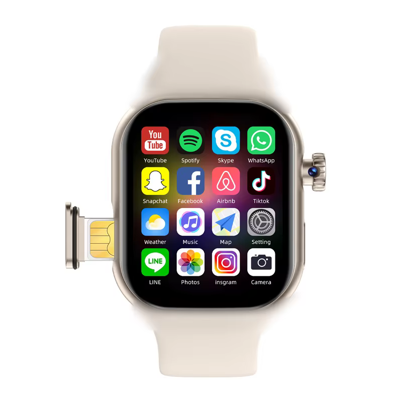Nouvelle montre intelligente 4G carte SIM 2.06 ''écran AMOLED GPS WIFI 190 ° Caméra rotative appel v