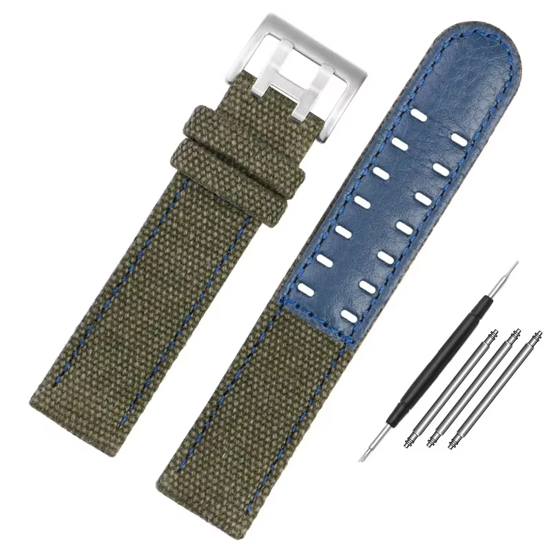 Bracelet de montre en cuir de toile 20mm 22mm pour Hamilton kaki/aviation/champ hommes sports de ple