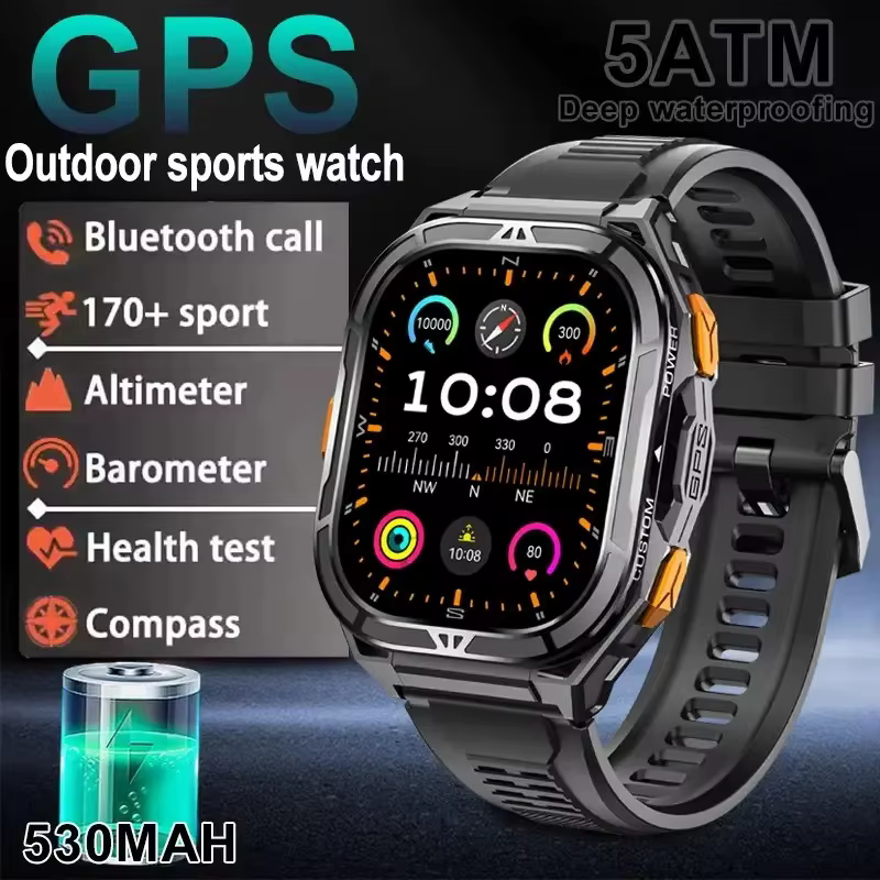 Montre connectée de luxe AMOLED, GPS réel, étanche 5ATM, horloge électronique, sport, numérique, pou