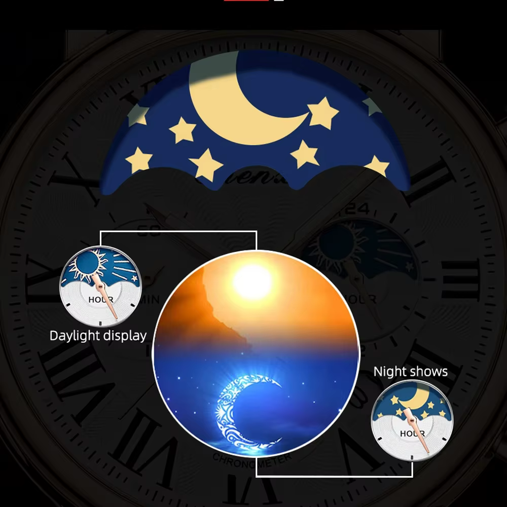 CHENXI 973 hommes montre à Quartz mode affaires Phase de lune Date multifonctionnel chronographe bra