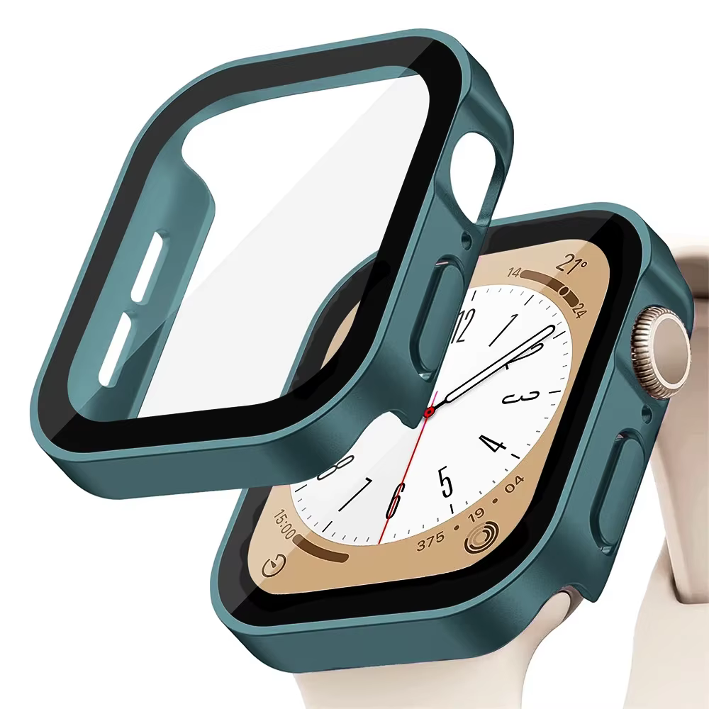 Verre + couvercle pour boîtier de montre Apple série 8 7 6 5 4 se 44mm 40mm 41mm 45mm, protecteur d'