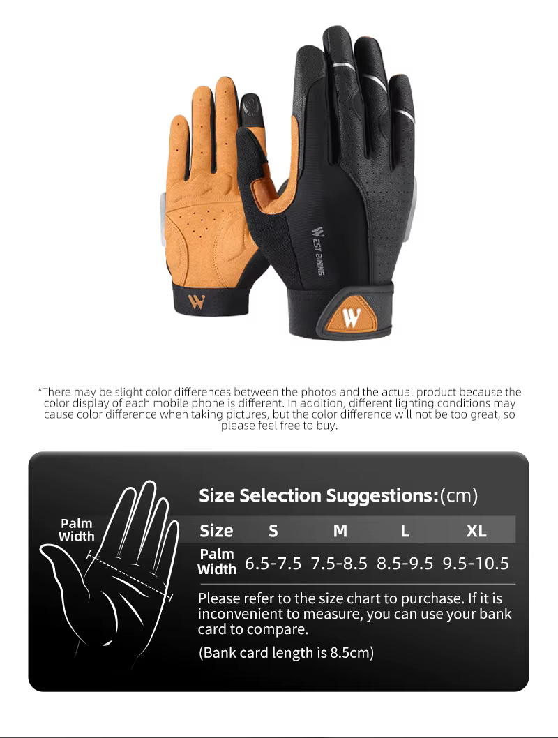 WEST BIKING-Gants de cyclisme respirants pour hommes et femmes, mitaines complètes, gants de sport d