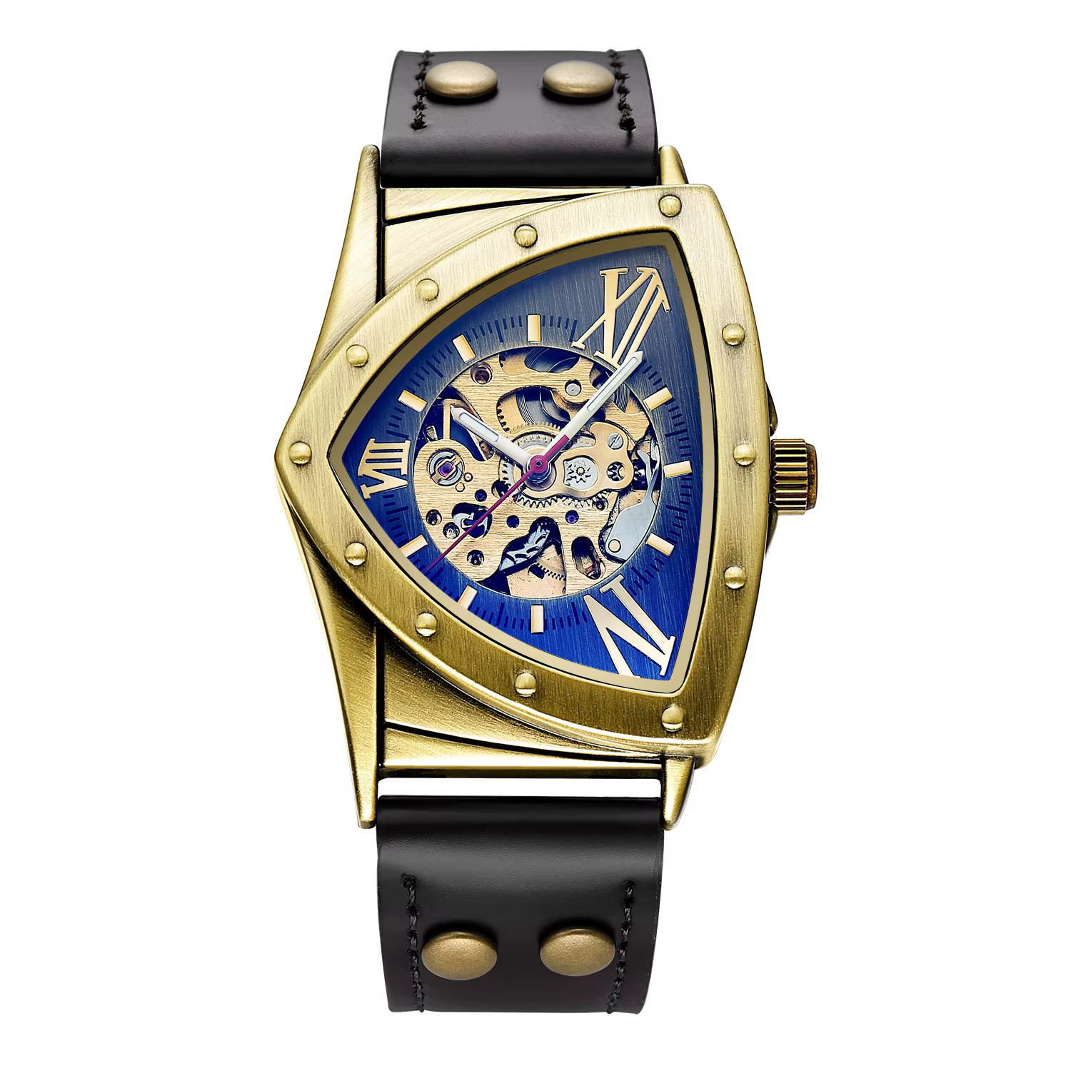 Montre pour hommes à la mode Triangle évidé lumineux entièrement automatique mouvement mécanique mon