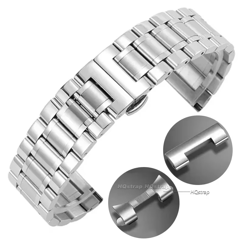 Bracelet de montre en acier inoxydable pour Bracelet à extrémité incurvée Longines Bracelet en métal